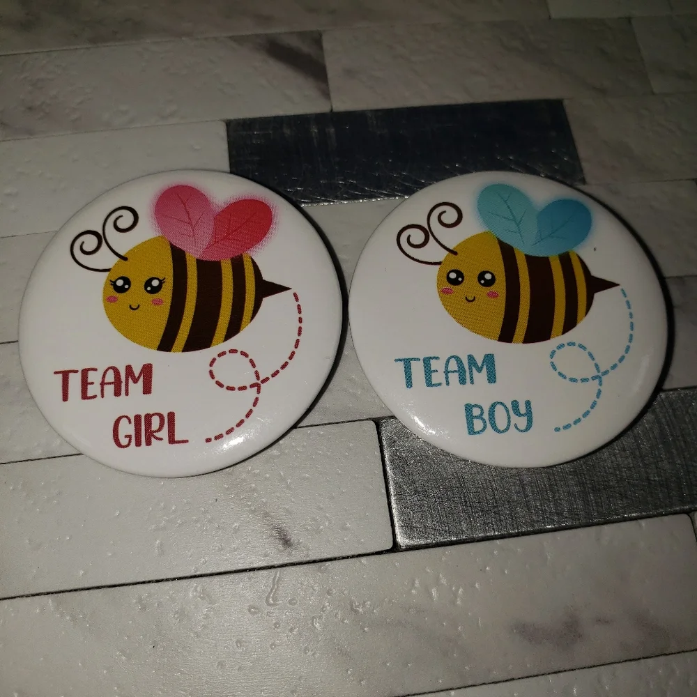 Baby Shower Gender Reveal Boy/Girl Button Pins